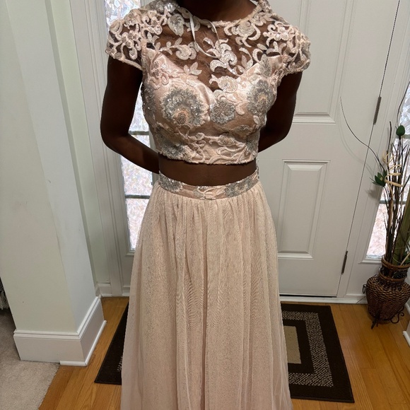 Blush Pink Two Piece Formal Dress - Picture 2 of 6